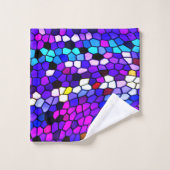 モザイク・タイルパターン紫色の青いピンクのBathタオル バスタオルセット (ウォッシュタオル)