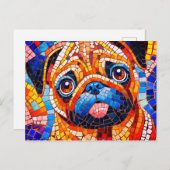 モザイク・パグ ポストカード (正面/裏面)