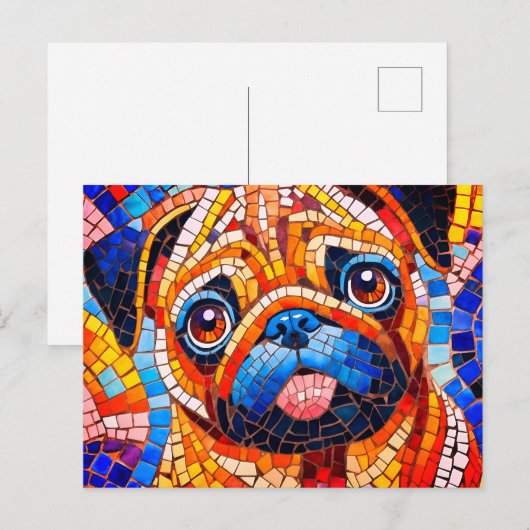 モザイク・パグ ポストカード (正面/裏面)