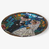 モザイク マウス ウェディング カップル ステンドグラス エフェクト ペーパープレート (アングル)