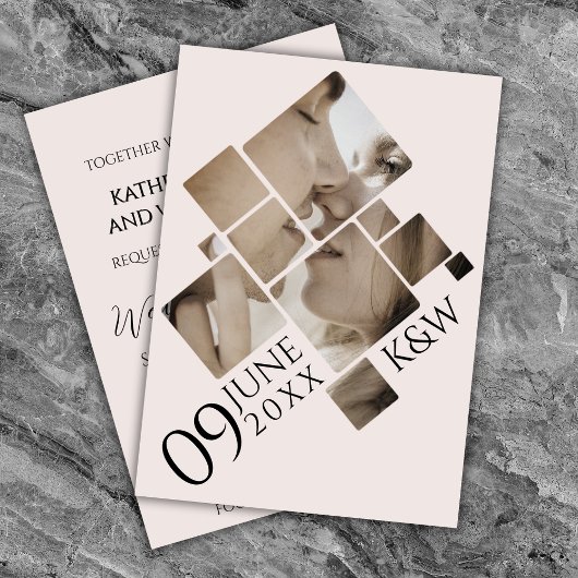 モザイク(モダンモノグラム結婚式招待状) 招待状