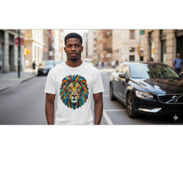 モザイク ライオンの頭 - 鮮やかな芸術的な王 Tシャツ