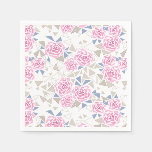 モザイク，花，抽象芸術の花 スタンダードカクテルナプキン (正面)