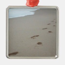 モザンビークの白いビーチの足跡 メタルオーナメント