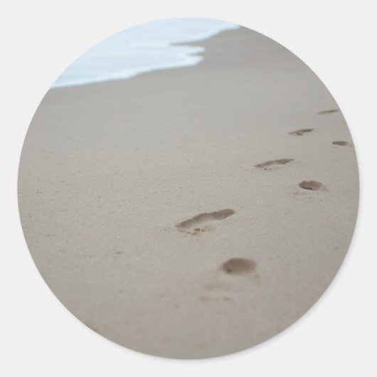 モザンビークの白いビーチの足跡 ラウンドシール (正面)