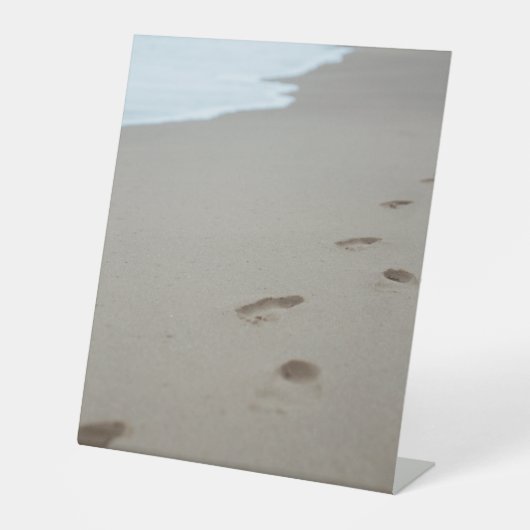 モザンビークの白いビーチの足跡 台座サイン (正面)