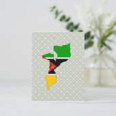 モザンビーク国旗の地図フルサイズ ポストカード (スタンド正面)