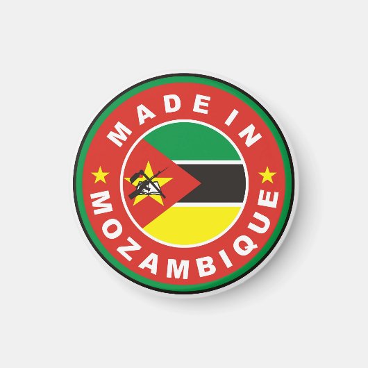 モザンビーク国旗商品ラベルで作られる マグネット (正面)