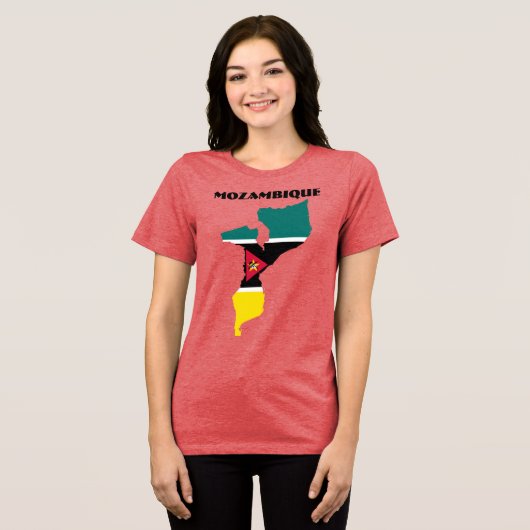 モザンビーク特別カスタマイズ可能な赤観光客 トライブレンドＴシャツ (正面全面)