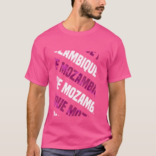 モザンビーク迷彩柄パターンピンクカモフラージュ Tシャツ (正面)