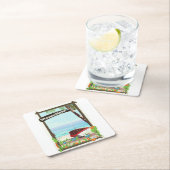 モザンビーク魚釣りボートの漫画のバケーションポスター スクエアペーパーコースター (インサイチュ)