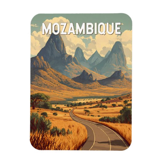 モザンビーク イラスト 旅行 アート ヴィンテージ マグネット (縦)