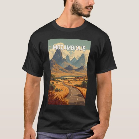 モザンビーク イラスト 旅行 アート ヴィンテージ Tシャツ (正面)