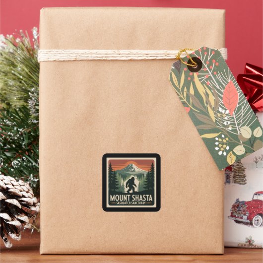 モシャスタ・サスクワッチ保護区ステッカー 隠棲生物 スクエアシール (クリスマス)