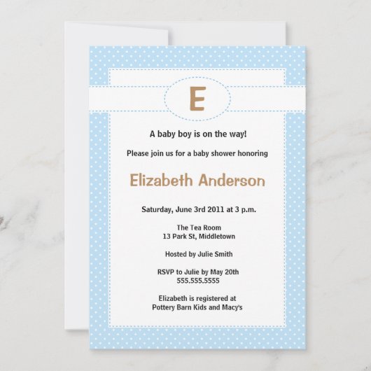 モシンプルノグラムベビーシャワー招待状-ボーイ 招待状 (正面)