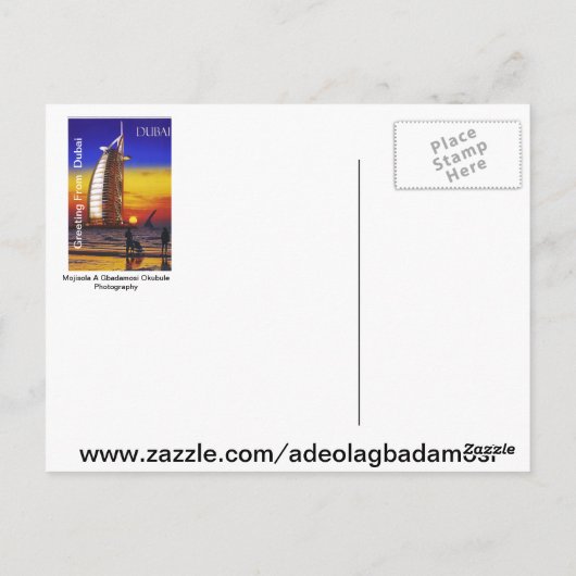 モジソラ・G・バダモシ・オクブーレによるドバイのポストカード ポストカード (裏面)