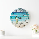 モジトカクテルビーチハッピープレイスウォーターカラー  ラージ壁時計 (ホーム)