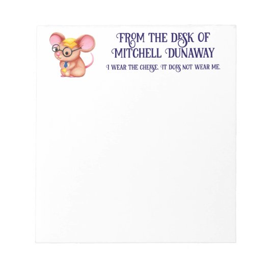 モジャモジャチーズマン ビジネス マウス タイ メガネ オタッキー ノートパッド (正面)