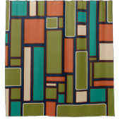 モジュラス中央世紀モダンレトロ幾何学的パターン シャワーカーテン (正面)