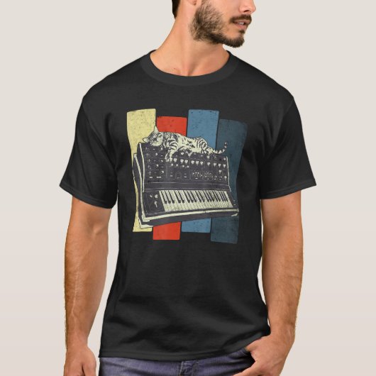 モジュラーシンセサイザキーボードテクノヴィンテージアナログ Tシャツ (正面)