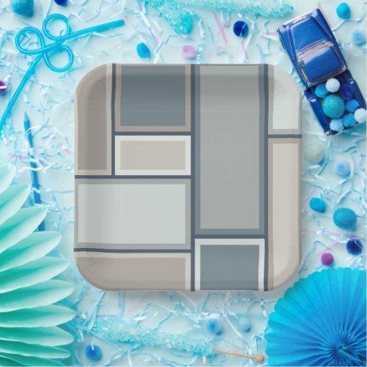 モジュラー中央世紀の幾何モダンパターン ペーパープレート (パーティー)