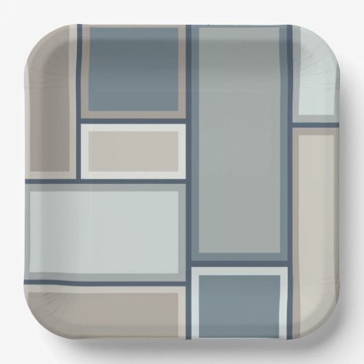 モジュラー中央世紀の幾何モダンパターン ペーパープレート (正面)