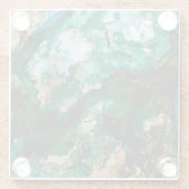 モスアガテグリーンクリスタルジオード抽象芸術 ガラスコースター (裏面)