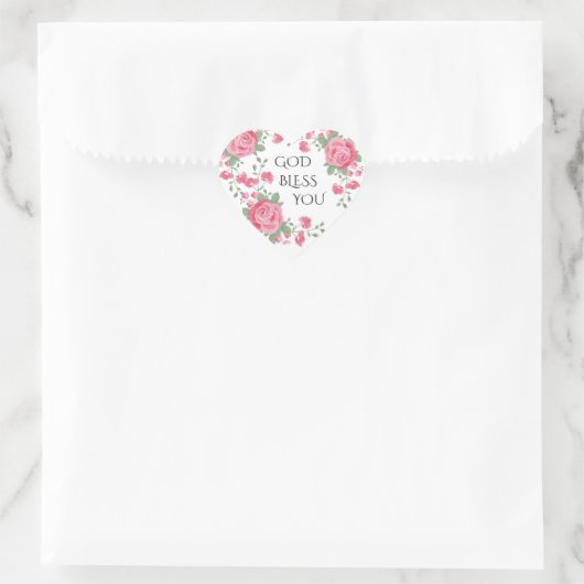 モスエレガントの花とピンクの離れバラは神より祝福 ハートシール (バッグ)