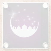 モスクのシルエットでムーン – ガラスコースター (裏面)