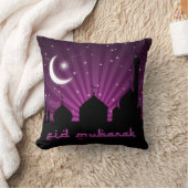 モスクのシルエットの紫色夜-枕 クッション (ブランケット)