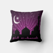 モスクのシルエットの紫色夜-枕 クッション (裏面)