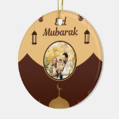 モスクのスカイラインアート入りEid Mubarakフォトフレーム セラミックオーナメント (左)