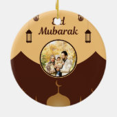 モスクのスカイラインアート入りEid Mubarakフォトフレーム セラミックオーナメント (裏面)