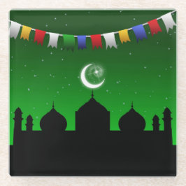 モスクカラフル付きガーランド – グラスコースター ガラスコースター