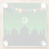 モスクカラフル付きガーランド – グラスコースター ガラスコースター (裏面)