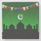 モスクカラフル付きガーランド ストーンコースター (正面)