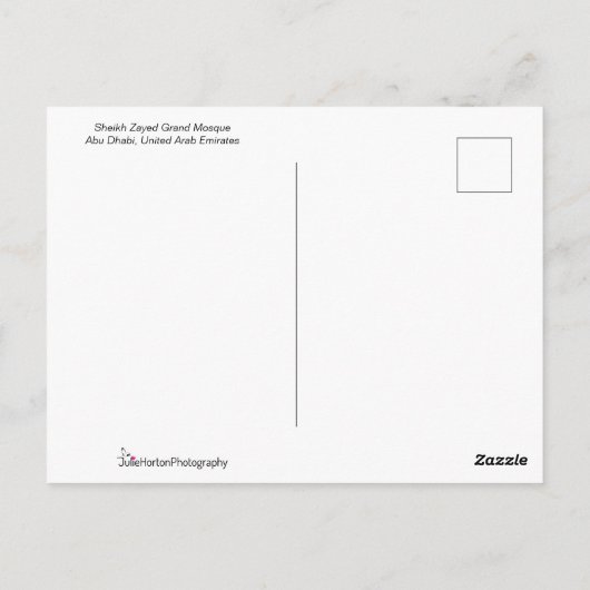 モスクシェイクザイードグランドモスク ポストカード (裏面)
