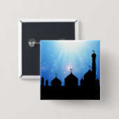 モスクシルエットとサンレイ – ボタン 缶バッジ (正面&裏面)