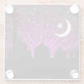 モスクシルエットパープルナイト – ガラスコースター (裏面)