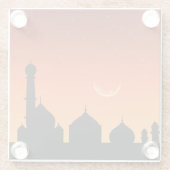 モスクシルエット夕べスカイ – ガラスコースター (裏面)