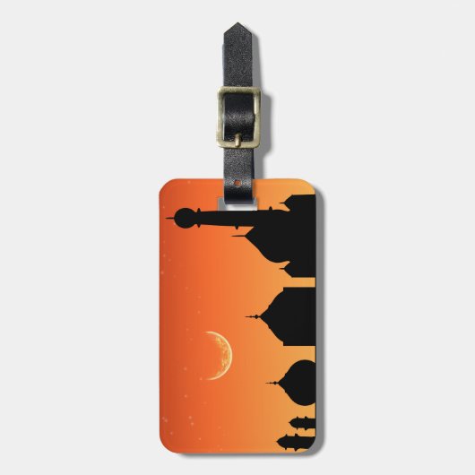 モスクシルエット夕べスカイ – ラゲッジタグ (正面縦)