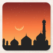 モスクシルエット夕べスカイ – 紙コースター (正面)