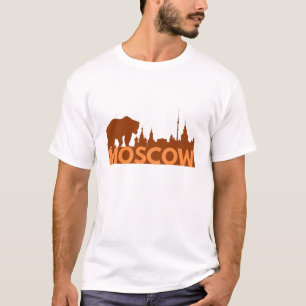 モスクワのスカイラインとロシアのクマ Tシャツ