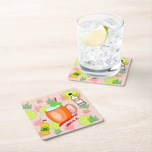 モスクワのラバのカクテル スクエアペーパーコースター (インサイチュ)