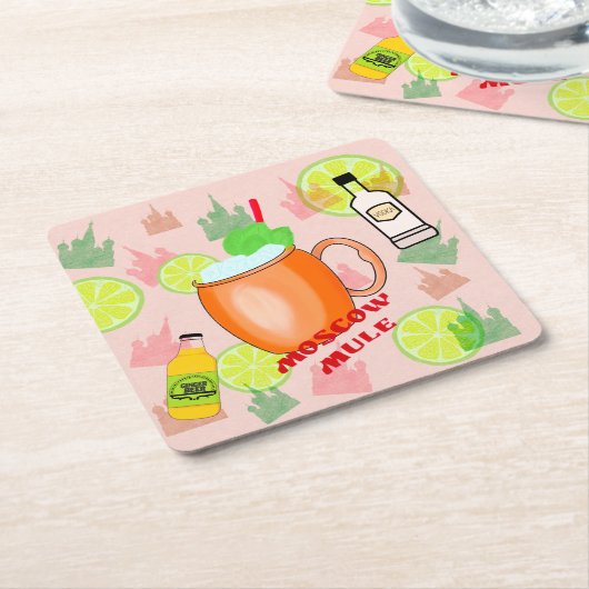モスクワのラバのカクテル スクエアペーパーコースター (アングル)