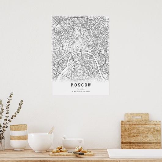 モスクワの地図 ポスター (キッチン)