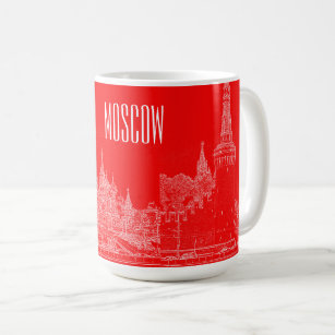 モスクワセントバジルカテドラルレッドスクエアスケッチ コーヒーマグカップ