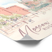モスクワロシアゴーアシュ絵を描イラストレーション旅行 ポスター (角)