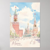 モスクワロシアゴーアシュ絵を描イラストレーション旅行 ポスター (正面)