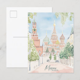 モスクワロシアゴーアシュ絵を描イラストレーション旅行 ポストカード